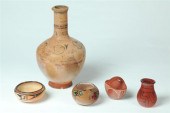 FIVE PIECES OF POTTERY.  Most