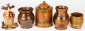 FIVE PIECES OF REDWARE, 19TH C