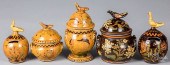 FIVE PIECES OF SHOONER REDWARE