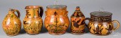 FIVE PIECES OF SHOONER REDWARE