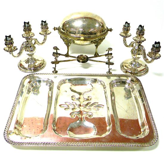 Five pieces of silver plate