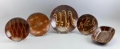 FIVE PIECES OF SLIP-DECORATED