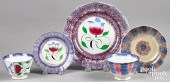 FIVE PIECES OF SPATTER, 19TH C