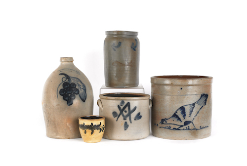Five pieces of stoneware to include