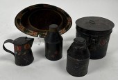 FIVE PIECES OF TOLE 19TH CENTU