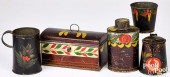 FIVE PIECES OF TOLEWARE, 19TH
