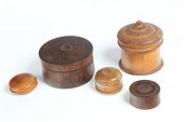 FIVE PIECES OF TREENWARE.  Ame
