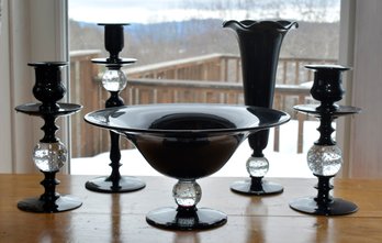 Five pieces of vintage black