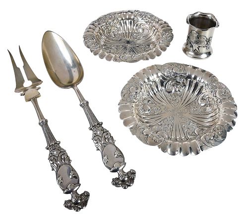 FIVE PIECES SHIEBLER STERLING TABLE