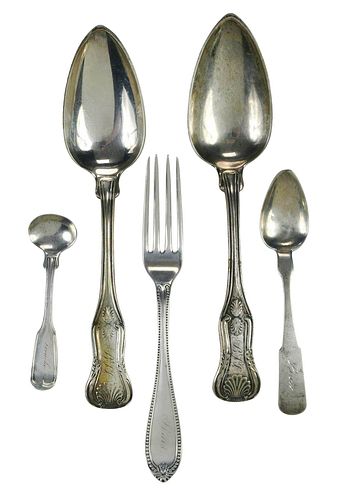 FIVE PIECES SOUTHERN COIN SILVER