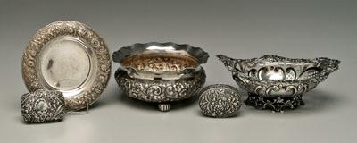 Five pieces sterling hollowware: