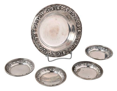 FIVE PIECES STERLING REPOUSSE TABLE