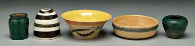 Five pieces studio pottery: beehive