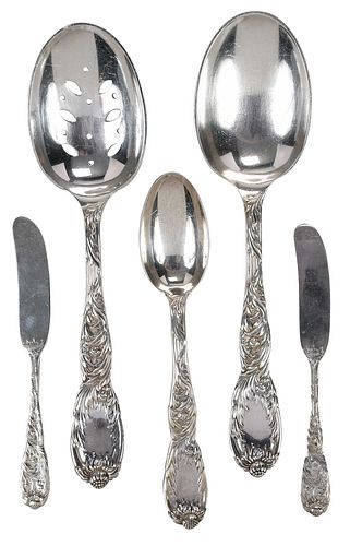 FIVE PIECES TIFFANY CHRYSANTHEMUM