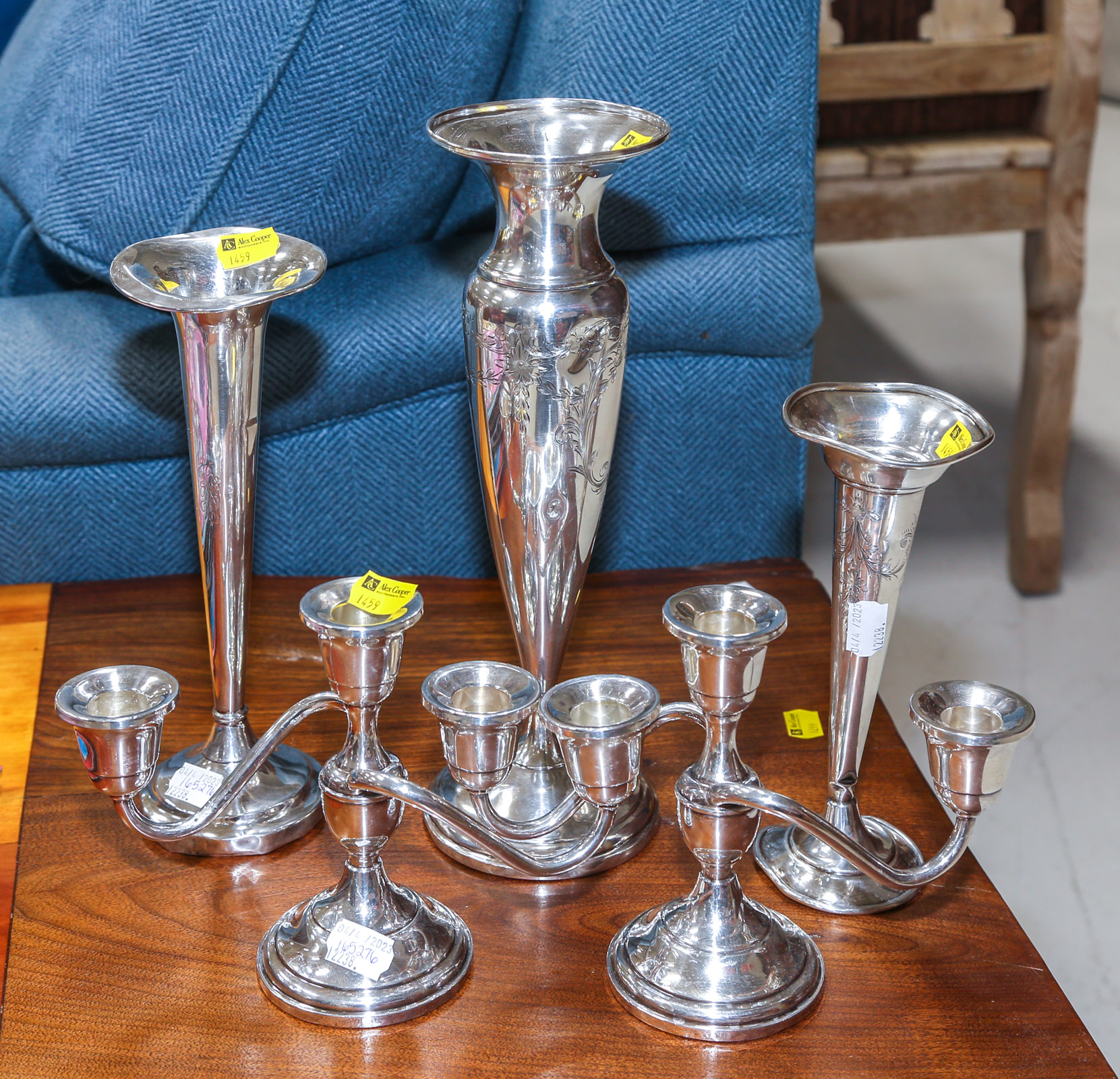 FIVE PIECES WEIGHTED STERLING