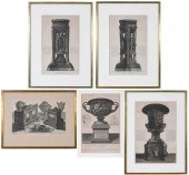 FIVE PIRANESI ETCHINGS, FOUR F
