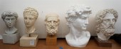 FIVE PLASTER BUSTS OF MEN, H O