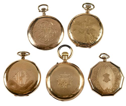 FIVE POCKET WATCHESIllinois, 47mm