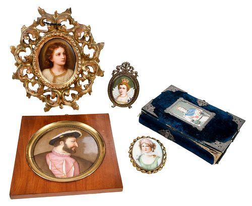 FIVE PORCELAIN AND IVORY