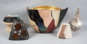 FIVE POTTERY VESSELS INCLUDING