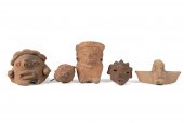 FIVE PRE-COLUMBIAN TERRACOTTA