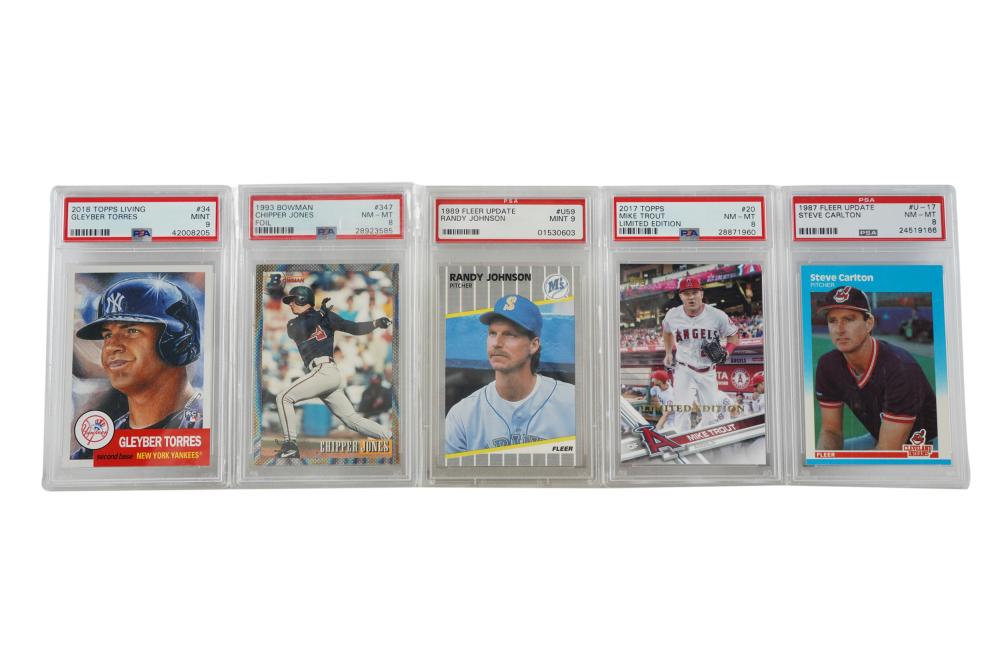 FIVE PSA GRADED BASEBALL