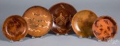 FIVE REDWARE PLATES AND SHALLO