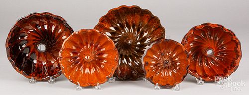 FIVE REDWARE TURK'S HEAD MOLDS,