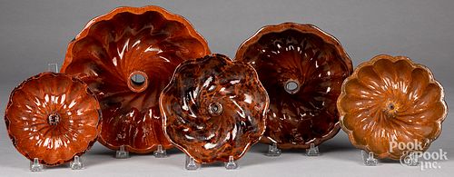 FIVE REDWARE TURKS HEAD MOLDS, 19TH