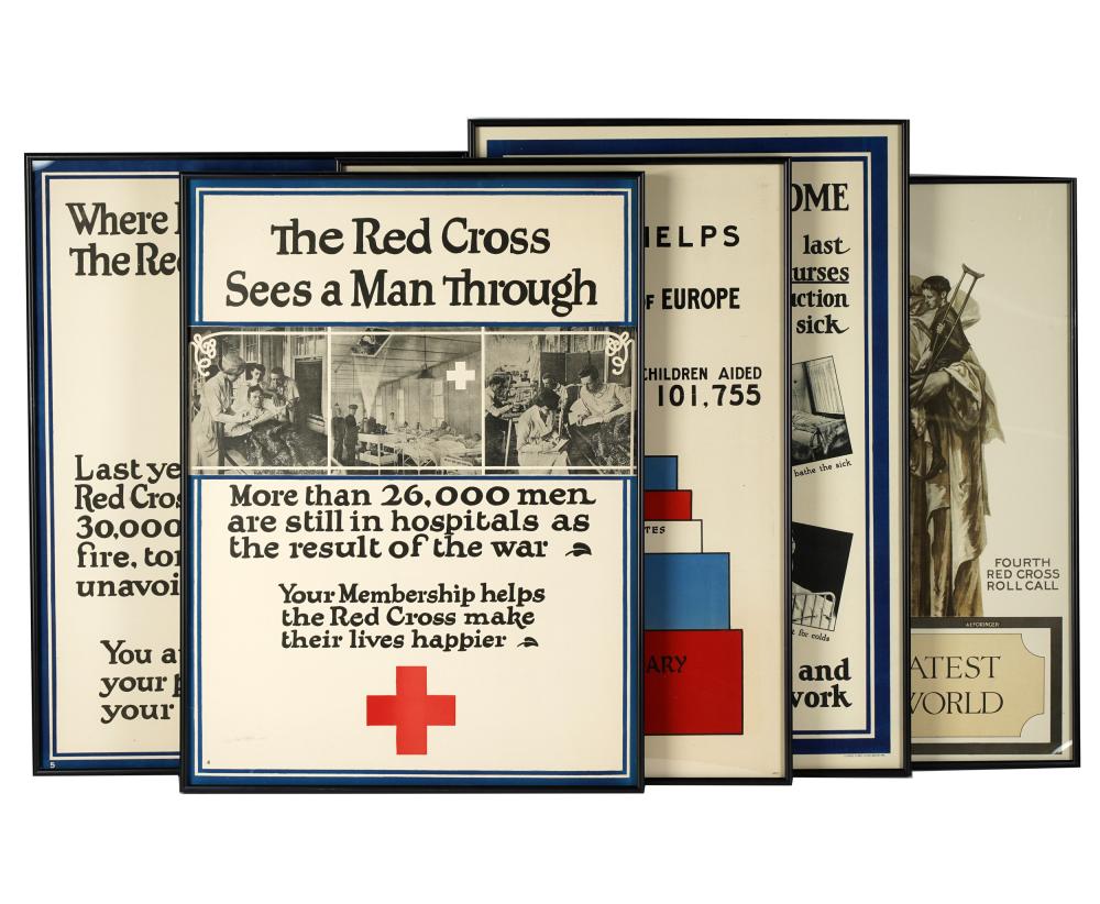 FIVE REPRODUCTION RED CROSS