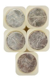 FIVE ROLLS OF LIBERTY SILVER E