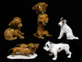 FIVE ROSENTHAL CERAMIC DOG FIG