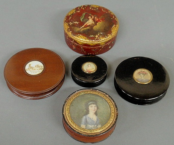 Five round boxes- two
