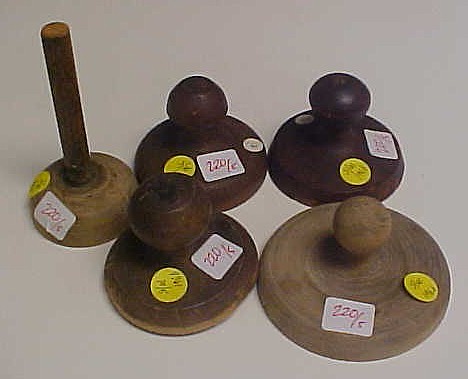 Five round wooden butter stamps 