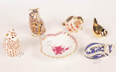 Five Royal crown Derby paperweights