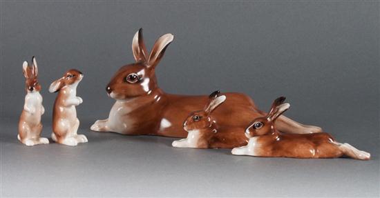 Five Royal Doulton china rabbit