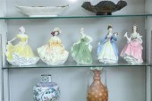 FIVE ROYAL DOULTON FIGURINES.