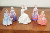 FIVE ROYAL DOULTON FIGURINES.