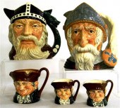 Five Royal Doulton tobys  two