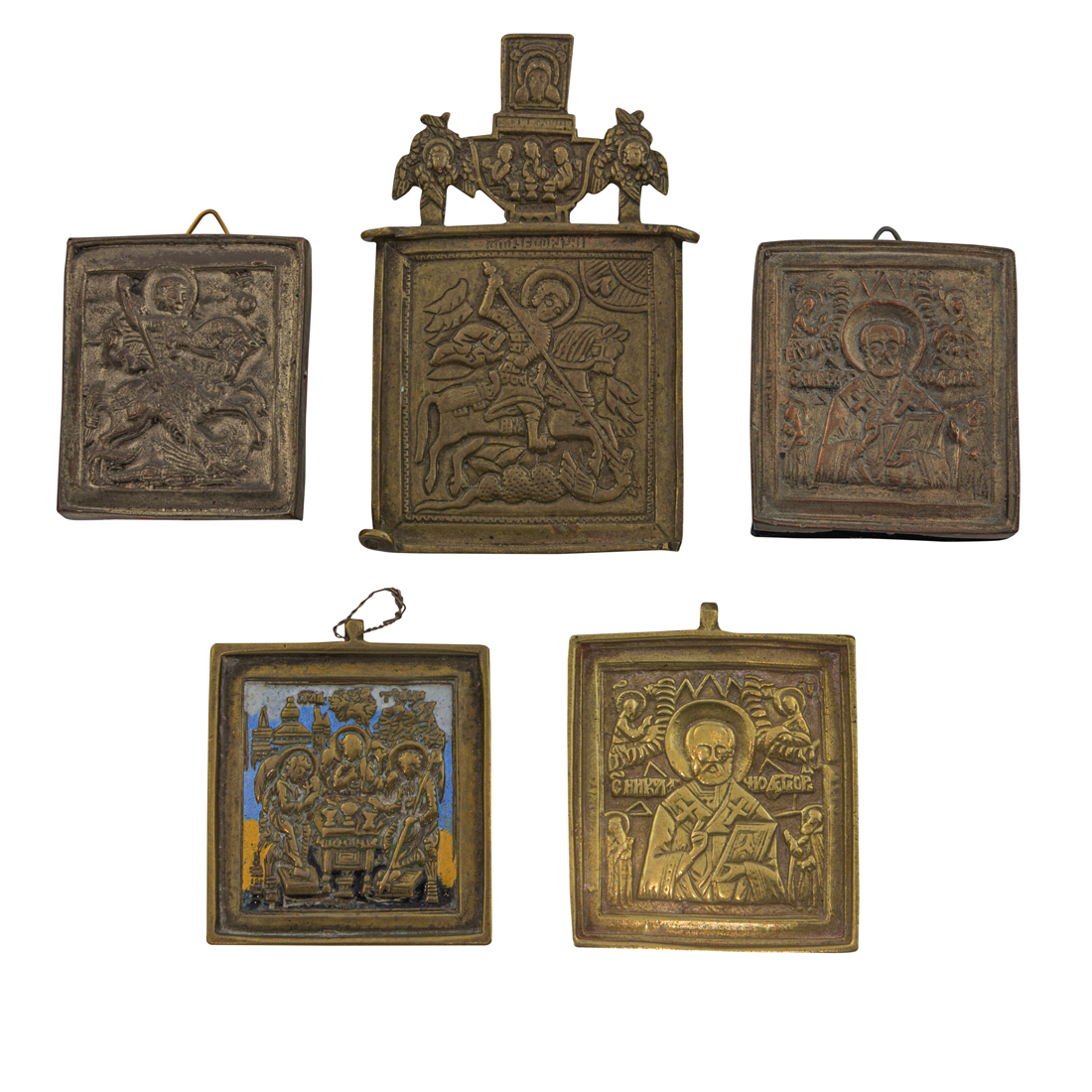 FIVE RUSSIAN MINIATURE ICONS Five