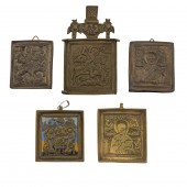 FIVE RUSSIAN MINIATURE ICONS F
