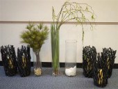 FIVE RUSTIC TWIG AND GLASS CAN