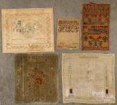 FIVE SAMPLERS<br>Five unframed