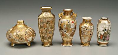 Five Satsuma vases: one