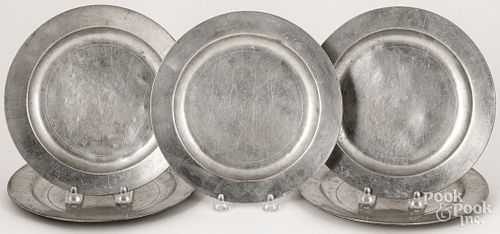 FIVE SCOTTISH PEWTER PLATES, CA.