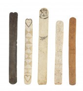 FIVE SCRIMSHAW BUSKS 19TH CENT