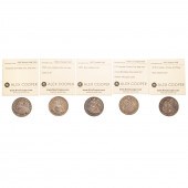 FIVE SEATED HALVES WITH NICE O