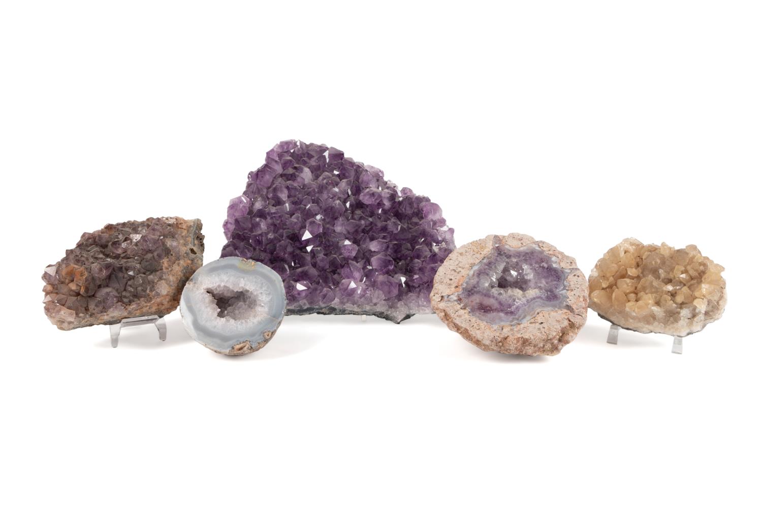 FIVE SEMIPRECIOUS STONE SPECIMENS