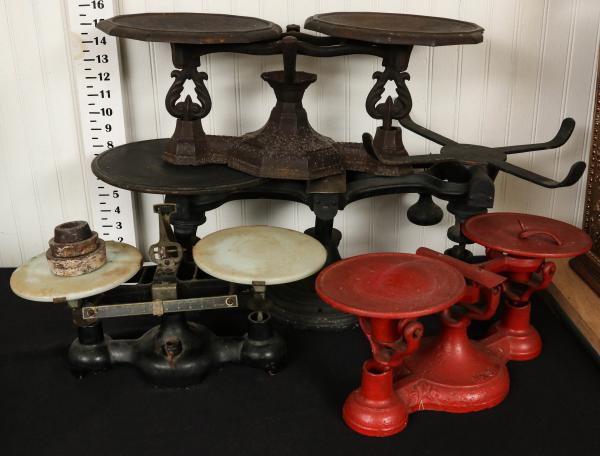 FIVE SETS OF IRON, BRASS AND