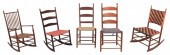 FIVE SHAKER CHAIRS 19TH CENTUR